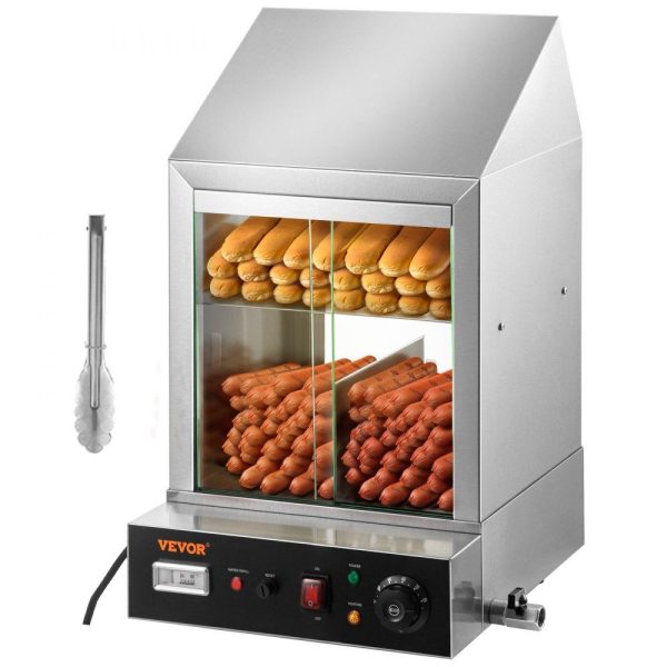 Food Holding & Warming Equipment | 1200W Commercial Hot Dog Steamer 2 Tier Electric Bun Warmer w/ Slide Doors Food Holding & Warming Equipment Food Holding & Warming Equipment