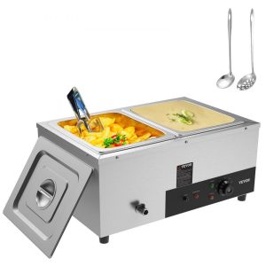 Food Holding & Warming Equipment | 2-Pan Commercial Food Warmer, 2 x 12QT Electric Steam Table, 1500W Professional Countertop Stainless Steel Buffet Bain Marie with 86-185°F Temp Control for Catering and Restaurants, Silver Food Holding & Warming Equipment Food Holding & Warming Equipment