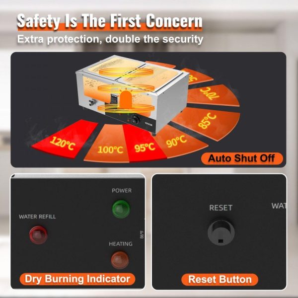 Food Holding & Warming Equipment | 2-Pan Commercial Food Warmer, 2 x 12QT Electric Steam Table, 1500W Professional Countertop Stainless Steel Buffet Bain Marie with 86-185°F Temp Control for Catering and Restaurants, Silver Food Holding & Warming Equipment Food Holding & Warming Equipment
