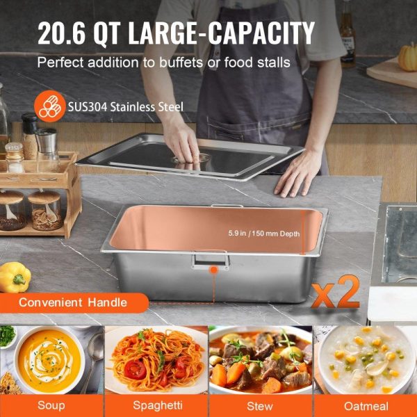 Food Holding & Warming Equipment | 2-Pan Commercial Food Warmer, 2 x 20.6QT Electric Steam Table, 1000W Professional Buffet Catering Food Warmer with 4 Wheels (2 Lockable), Food Grade Stainless Steel Server for Party Restaurant Food Holding & Warming Equipment Food Holding & Warming Equipment