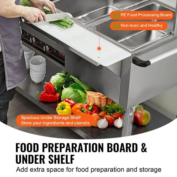 Food Holding & Warming Equipment | 2-Pan Commercial Food Warmer, 2 x 20.6QT Electric Steam Table, 1000W Professional Buffet Catering Food Warmer with 4 Wheels (2 Lockable), Food Grade Stainless Steel Server for Party Restaurant Food Holding & Warming Equipment Food Holding & Warming Equipment