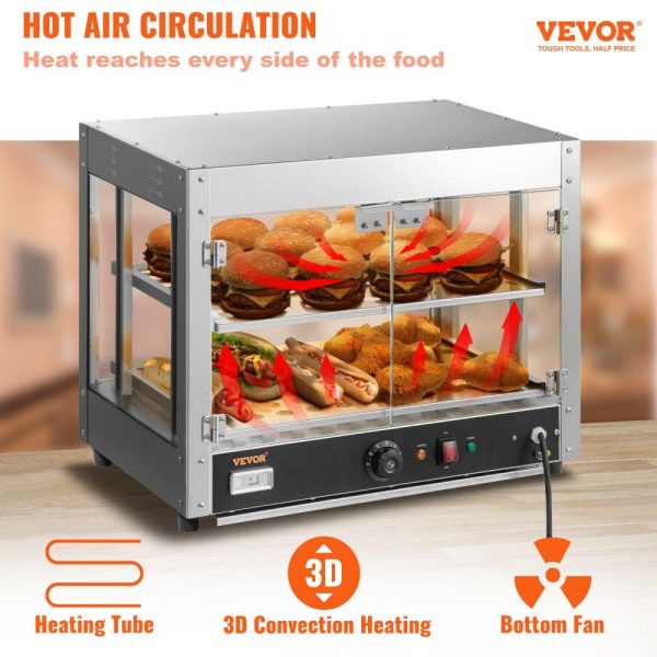 Food Holding & Warming Equipment | 2-Tier Commercial Food Warmer Countertop Pizza Cabinet with Water Tray Food Holding & Warming Equipment Food Holding & Warming Equipment