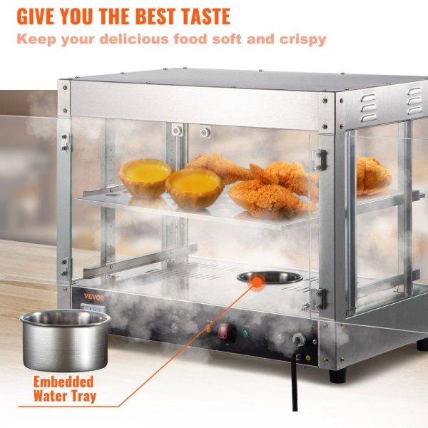 Food Holding & Warming Equipment | 2-Tier Commercial Food Warmer Countertop Pizza Cabinet with Water Tray Food Holding & Warming Equipment Food Holding & Warming Equipment