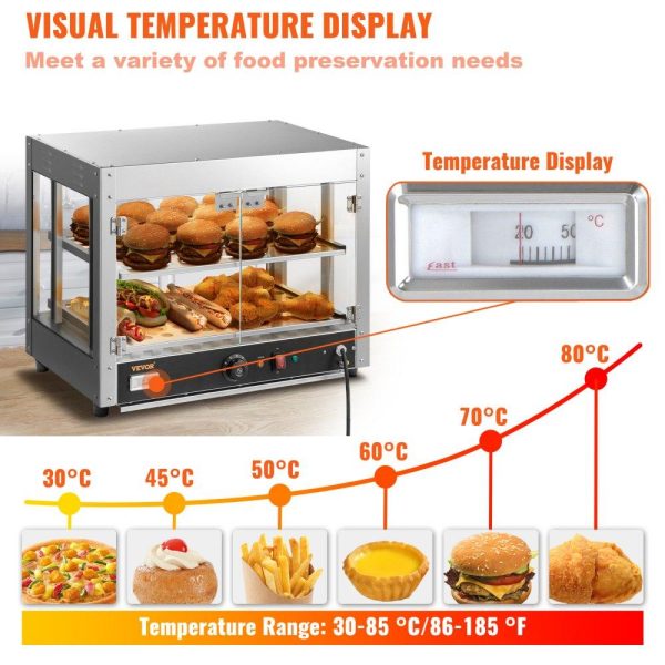 Food Holding & Warming Equipment | 2-Tier Commercial Food Warmer Countertop Pizza Cabinet with Water Tray Food Holding & Warming Equipment Food Holding & Warming Equipment