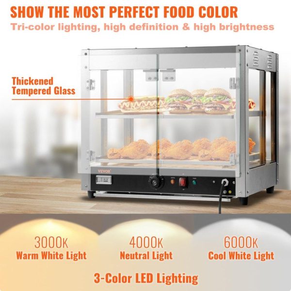 Food Holding & Warming Equipment | 2-Tier Commercial Food Warmer Countertop Pizza Cabinet with Water Tray Food Holding & Warming Equipment Food Holding & Warming Equipment