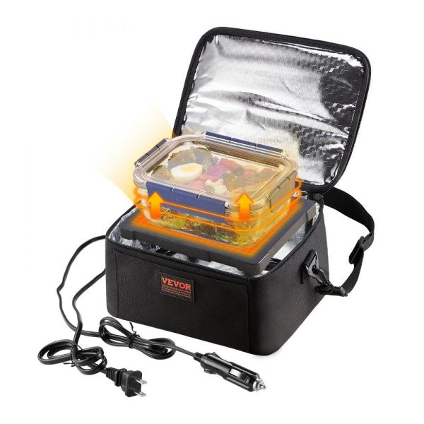 Food Holding & Warming Equipment | 3-in-1 Portable Oven, 12V/24V/110V Portable Food Warmer, 80W (Max 100W) Portable Mini Personal Microwave, 2QT Electric Heated Lunch Box for Car, Truck, Travel, Office, Home (Black) Black Food Holding & Warming Equipment Black