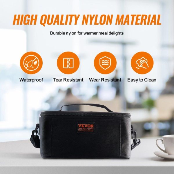 Food Holding & Warming Equipment | 3-in-1 Portable Oven, 12V/24V/110V Portable Food Warmer, 80W (Max 100W) Portable Mini Personal Microwave, 2QT Electric Heated Lunch Box for Car, Truck, Travel, Office, Home (Black) Black Food Holding & Warming Equipment Black