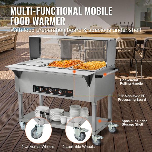 Food Holding & Warming Equipment | 3-Pan Commercial Food Warmer, 3 x 20.6QT Electric Steam Table, 1500W Professional Buffet Catering Food Warmer with Acrylic Sneeze Guard, Food Grade Stainless Steel Server for Party Restaurant Food Holding & Warming Equipment Food Holding & Warming Equipment