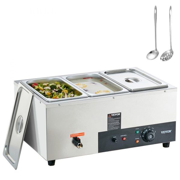 Food Holding & Warming Equipment | 3-Pan Commercial Food Warmer, 3 x 8QT Electric Steam Table, 1500W Professional Countertop Stainless Steel Buffet Bain Marie with 86-185°F Temp Control for Catering and Restaurants, Silver Food Holding & Warming Equipment Food Holding & Warming Equipment