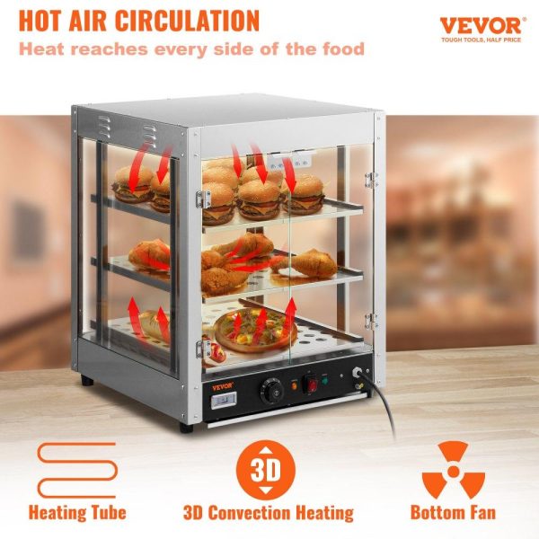 Food Holding & Warming Equipment | 3-Tier Commercial Food Warmer Countertop Pizza Cabinet with Water Tray Food Holding & Warming Equipment Food Holding & Warming Equipment