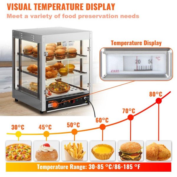 Food Holding & Warming Equipment | 3-Tier Commercial Food Warmer Countertop Pizza Cabinet with Water Tray Food Holding & Warming Equipment Food Holding & Warming Equipment