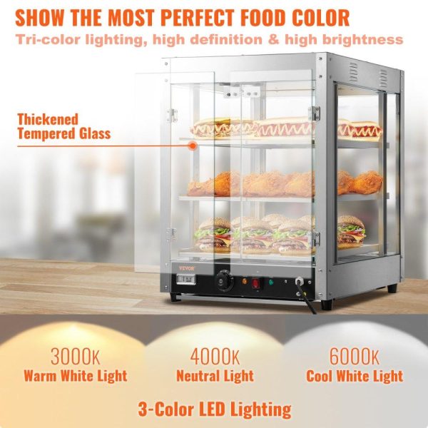 Food Holding & Warming Equipment | 3-Tier Commercial Food Warmer Countertop Pizza Cabinet with Water Tray Food Holding & Warming Equipment Food Holding & Warming Equipment