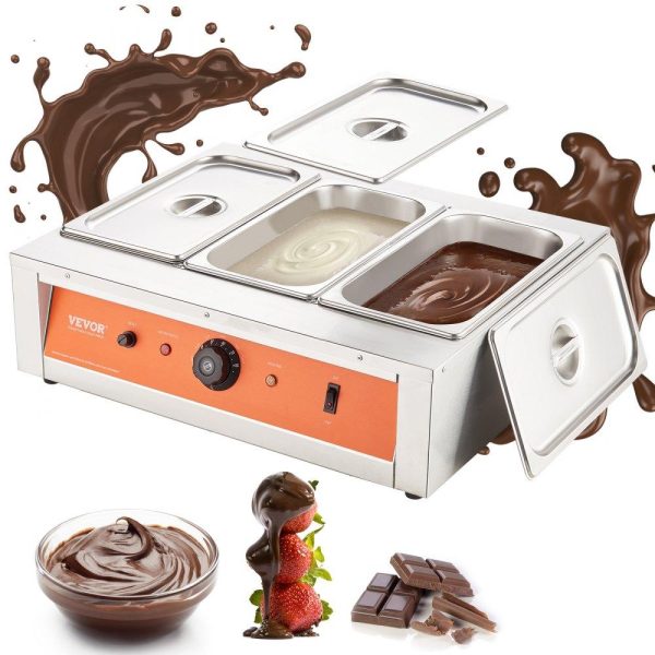 Food Holding & Warming Equipment | Chocolate Tempering Machine, 26.5 Lbs 3 Tanks Chocolate Melting Pot TEMP Control 86~185℉, 1500W Stainless Steel Electric Commercial Food Warmer For Chocolate/Milk/Cream Melting and Heating Food Holding & Warming Equipment Food Holding & Warming Equipment