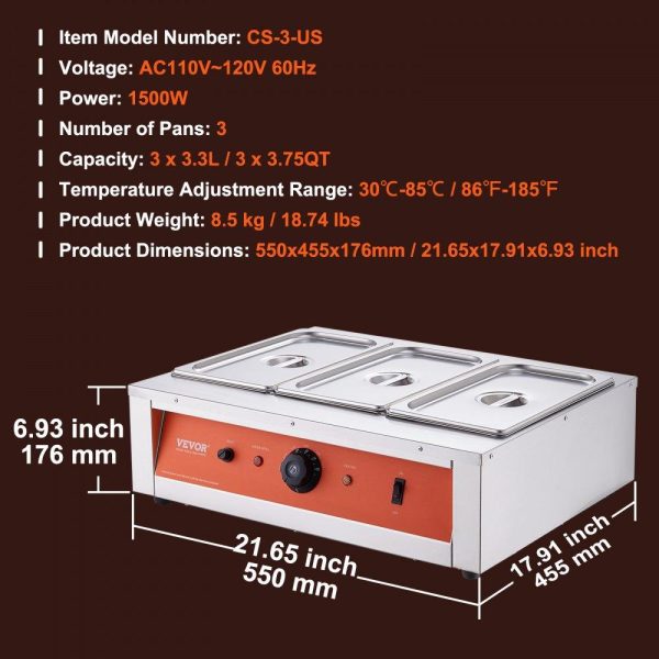 Food Holding & Warming Equipment | Chocolate Tempering Machine, 26.5 Lbs 3 Tanks Chocolate Melting Pot TEMP Control 86~185℉, 1500W Stainless Steel Electric Commercial Food Warmer For Chocolate/Milk/Cream Melting and Heating Food Holding & Warming Equipment Food Holding & Warming Equipment