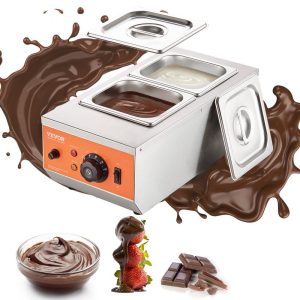 Food Holding & Warming Equipment | Chocolate Tempering Machine, 9 Lbs 2 Tanks Chocolate Melting Pot with TEMP Control 86~185℉, 800W Stainless Steel Electric Commercial Food Warmer For Chocolate/Milk/Cream Melting and Heating Food Holding & Warming Equipment Food Holding & Warming Equipment