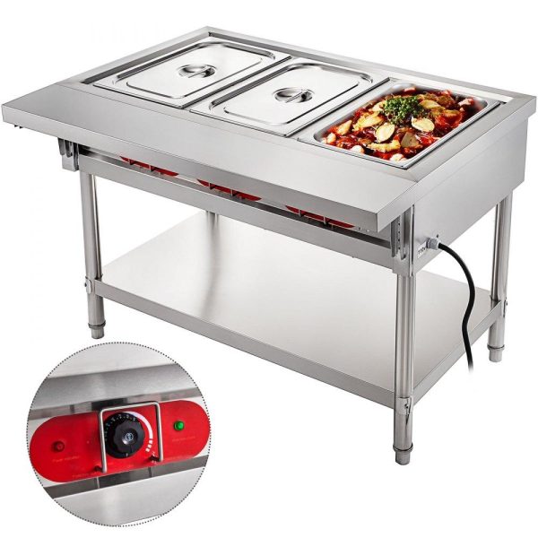 Food Holding & Warming Equipment | Commercial Electric Food Warmer 3 Pot Steam Table Food Warmer 18 Quart/Pan with Lids with 7 Inch Cutting Board Food Grade Stainless Steel Steam Table Serving Counter 110V 1500W for Restaurant Food Holding & Warming Equipment Food Holding & Warming Equipment