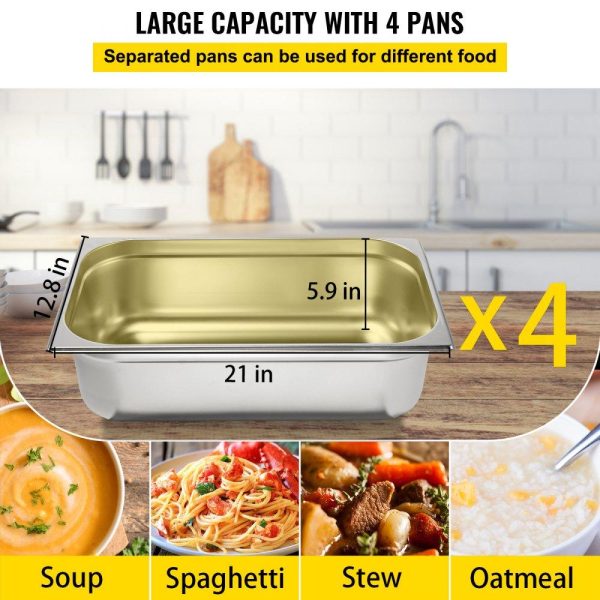 Food Holding & Warming Equipment | Commercial Electric Food Warmer, 4-Pot Steam Table Food Warmer 0-100℃ w/ 2 Lockable Wheels, Professional Stainless Steel Material with ETL Certification for Catering and Restaurants Food Holding & Warming Equipment Food Holding & Warming Equipment