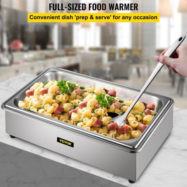 Food Holding & Warming Equipment | Commercial Food Warmer, Full-Size 1 Pot Steam Table with Lid, 9.5 Quart Electric Soup Warmers, Grade Stainless Steel Bain Marie Buffet Equipment, Fits 21 x 13.2 Pan, 400W, for Restaurant, Sliver Food Holding & Warming Equipment Food Holding & Warming Equipment