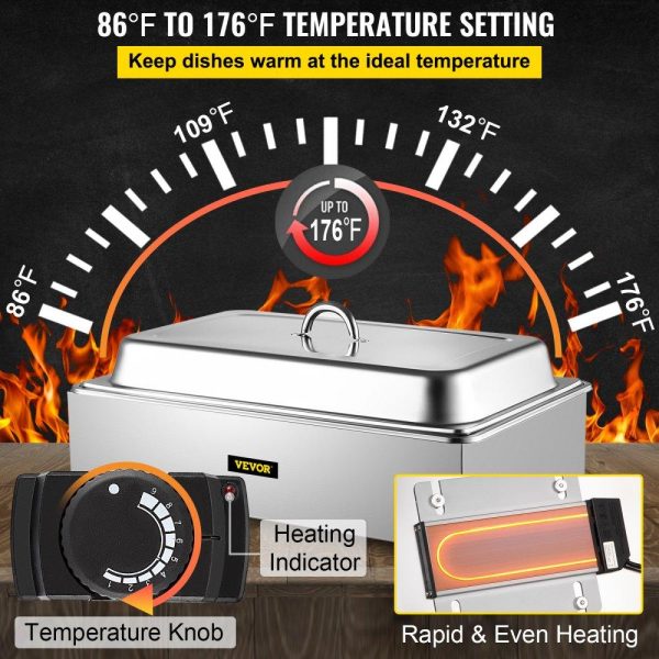 Food Holding & Warming Equipment | Commercial Food Warmer, Full-Size 1 Pot Steam Table with Lid, 9.5 Quart Electric Soup Warmers, Grade Stainless Steel Bain Marie Buffet Equipment, Fits 21 x 13.2 Pan, 400W, for Restaurant, Sliver Food Holding & Warming Equipment Food Holding & Warming Equipment