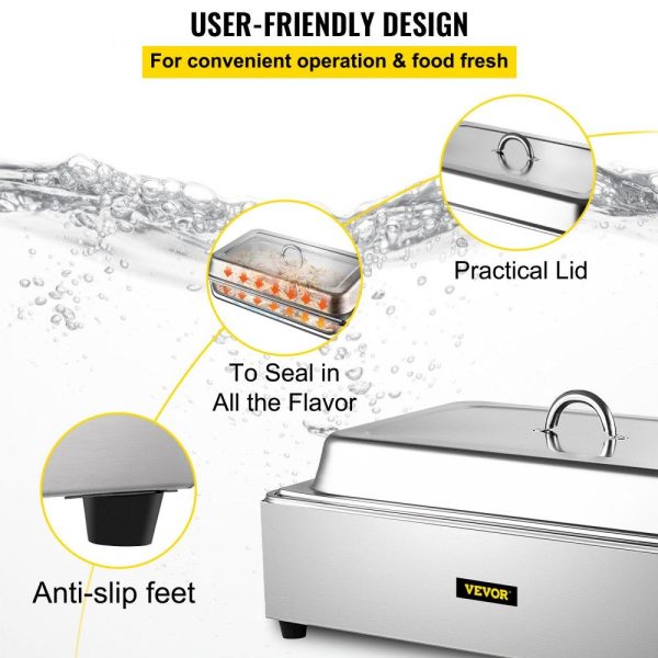 Food Holding & Warming Equipment | Commercial Food Warmer, Full-Size 1 Pot Steam Table with Lid, 9.5 Quart Electric Soup Warmers, Grade Stainless Steel Bain Marie Buffet Equipment, Fits 21 x 13.2 Pan, 400W, for Restaurant, Sliver Food Holding & Warming Equipment Food Holding & Warming Equipment