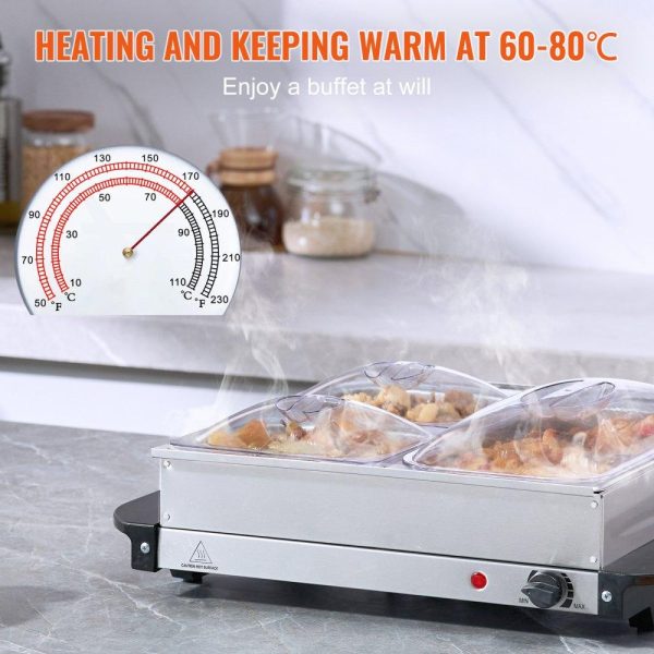 Food Holding & Warming Equipment | Electric Buffet Server & Food Warmer, 14″ x 14″ Portable Stainless Steel Chafing Dish Set with Temp Control & Oven-Safe Pan, Perfect for Catering, Parties, Events, Entertaining, Silver, ETL Food Holding & Warming Equipment Food Holding & Warming Equipment