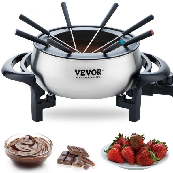 Food Holding & Warming Equipment | Electric Fondue Pot Set for Cheese & Chocolate, 3 Quart Chocolate Melting Warmer, Stainless Steel Fondue Maker with Temperature Control and 8 Forks, for Hors d’Oeuvres, Entrees, and Desserts Food Holding & Warming Equipment Food Holding & Warming Equipment