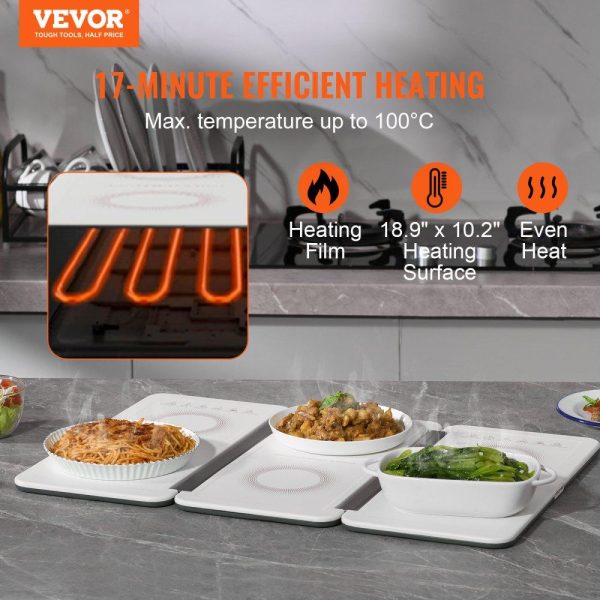 Food Holding & Warming Equipment | Electric Warming Tray, 18.9″ x 10.2″ Portable Cold Rolled Sheet Heating Tray with Temperature Control (35-100℃), Perfect for Catering, House, Parties, Events, Entertaining and Holiday, White Food Holding & Warming Equipment Food Holding & Warming Equipment