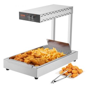 Food Holding & Warming Equipment | French Fry Food Warmer, 750W Commercial Food Heating Lamp, Electric Stainless Steel Warming Light Dump Station, Countertop 104-122°F Fries Food Warmer for Chip Buffet Kitchen Restaurant, Silver Food Holding & Warming Equipment Food Holding & Warming Equipment