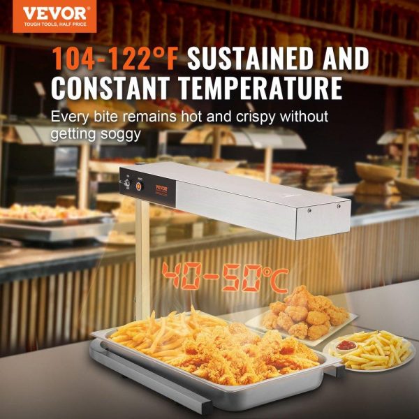 Food Holding & Warming Equipment | French Fry Food Warmer, 750W Commercial Strip Food Heating Lamp, Electric Stainless Steel Warming Light Dump Station, Countertop 104-122°F Fries Warmer for Chip Buffet Kitchen Restaurant, Silver Food Holding & Warming Equipment Food Holding & Warming Equipment