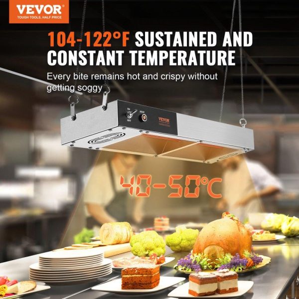 Food Holding & Warming Equipment | French Fry Food Warmer, 750W Commercial Strip Food Heating Lamp, Electric Stainless Steel Warming Light Dump Station, Overhead 104-122°F Fries Warmer for Chip Buffet Kitchen Restaurant, Silver Food Holding & Warming Equipment Food Holding & Warming Equipment