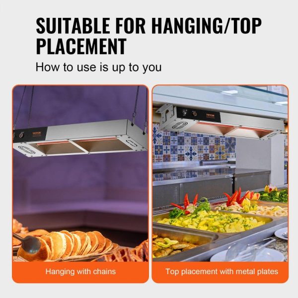 Food Holding & Warming Equipment | French Fry Food Warmer, 750W Commercial Strip Food Heating Lamp, Electric Stainless Steel Warming Light Dump Station, Overhead 104-122°F Fries Warmer for Chip Buffet Kitchen Restaurant, Silver Food Holding & Warming Equipment Food Holding & Warming Equipment