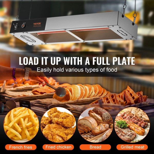 Food Holding & Warming Equipment | French Fry Food Warmer, 750W Commercial Strip Food Heating Lamp, Electric Stainless Steel Warming Light Dump Station, Overhead 104-122°F Fries Warmer for Chip Buffet Kitchen Restaurant, Silver Food Holding & Warming Equipment Food Holding & Warming Equipment