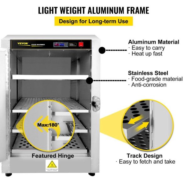 Food Holding & Warming Equipment | Hot Box Food Warmer, 16″x16″x24″ Concession Warmer with Water Tray, Four Disposable Catering Pans, Countertop Pizza, Patty, Pastry, Empanada, Concession Hot Food Hold Tested to UL Standards Food Holding & Warming Equipment Food Holding & Warming Equipment