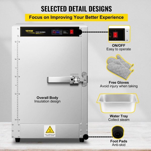 Food Holding & Warming Equipment | Hot Box Food Warmer, 16″x16″x24″ Concession Warmer with Water Tray, Four Disposable Catering Pans, Countertop Pizza, Patty, Pastry, Empanada, Concession Hot Food Hold Tested to UL Standards Food Holding & Warming Equipment Food Holding & Warming Equipment