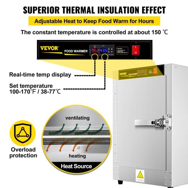 Food Holding & Warming Equipment | Hot Box Food Warmer, 16″x22″x24″ Concession Warmer with Water Tray, Four Disposable Catering Pans, Countertop Pizza, Patty, Pastry, Empanada, Concession Hot Food Hold Tested to UL Standards Food Holding & Warming Equipment Food Holding & Warming Equipment