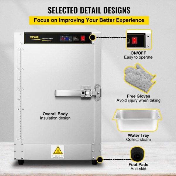 Food Holding & Warming Equipment | Hot Box Food Warmer, 16″x22″x24″ Concession Warmer with Water Tray, Four Disposable Catering Pans, Countertop Pizza, Patty, Pastry, Empanada, Concession Hot Food Hold Tested to UL Standards Food Holding & Warming Equipment Food Holding & Warming Equipment