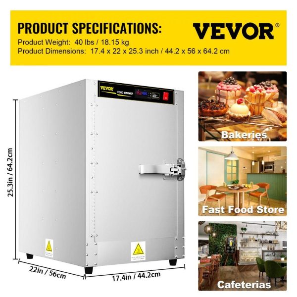 Food Holding & Warming Equipment | Hot Box Food Warmer, 16″x22″x24″ Concession Warmer with Water Tray, Four Disposable Catering Pans, Countertop Pizza, Patty, Pastry, Empanada, Concession Hot Food Hold Tested to UL Standards Food Holding & Warming Equipment Food Holding & Warming Equipment