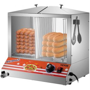 Food Holding & Warming Equipment | Hot Dog Steamer, 36L/32.69Qt, Top Load Hut Steamer for 100 Hot Dogs & 48 Buns, Electric Bun Warmer Cooker with Acrylic Windows Partition Plate Shelves Food Clip PTFE Tape, Stainless Steel Food Holding & Warming Equipment Food Holding & Warming Equipment