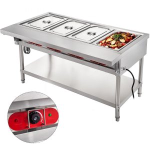 Food Holding & Warming Equipment | Steam Table Food Warmer 4 Pot Steam Table Food Warmer 18 Quart/Pan with Lids with 7 Inch Cutting Board Commercial Electric Food Warmer Bain Marie Buffet Steam Serving Counter 110V 2000W Food Holding & Warming Equipment Food Holding & Warming Equipment