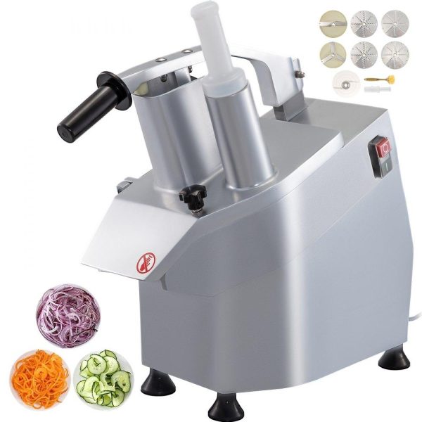 Food Preparation Equipment | 110V Commercial Food Processor 2 Feeding Holes, 550W Electric Vegetable Slicer 1600 RPM, Stainless Steel Vegetable Processor Detachable 6-blades, 3mm/4mm/7mm Shred, 2mm/4mm Slice Food Preparation Equipment Food Preparation Equipment