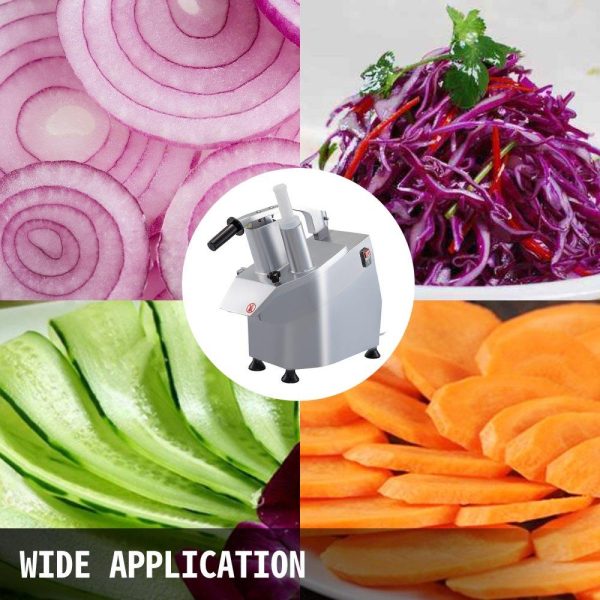 Food Preparation Equipment | 110V Commercial Food Processor 2 Feeding Holes, 550W Electric Vegetable Slicer 1600 RPM, Stainless Steel Vegetable Processor Detachable 6-blades, 3mm/4mm/7mm Shred, 2mm/4mm Slice Food Preparation Equipment Food Preparation Equipment