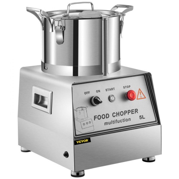 Food Preparation Equipment | 110V Commercial Food Processor 5L Capacity 550W Electric Food Cutter 1400RPM Stainless Steel Food Processor Perfect for Vegetables Fruits Grains Peanut Ginger Garlic Food Preparation Equipment Food Preparation Equipment