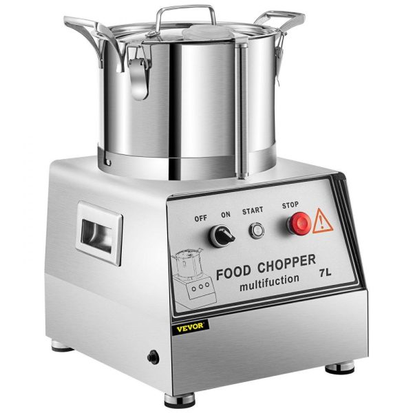 Food Preparation Equipment | 110V Commercial Food Processor 7L Capacity 750W Electric Food Cutter Mixer 1400RPM Stainless Steel Processor Perfect for Vegetables Fruits Grains Peanut Ginger Garlic Food Preparation Equipment Food Preparation Equipment