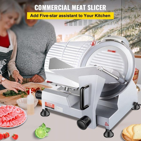 Food Preparation Equipment | 240W Commercial Meat Slicer, Electric Deli Food Slicer, 10″ Carbon Steel Blade Electric Food Slicer, 350-400RPM Meat Slicer, 0 – 0.47 inch Thickness Adjustable for Commercial and Home Use Food Preparation Equipment Food Preparation Equipment