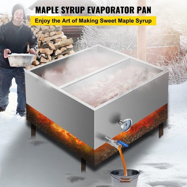 Food Preparation Equipment | 2’x2′ Flow Divided Maple Syrup Pan w/Valve, Therm, Plugs. Evaporator Food Preparation Equipment Food Preparation Equipment