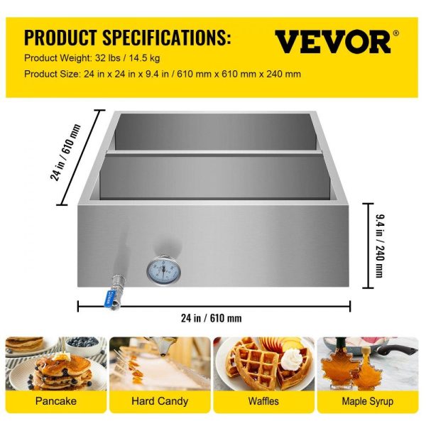 Food Preparation Equipment | 2’x2′ Flow Divided Maple Syrup Pan w/Valve, Therm, Plugs. Evaporator Food Preparation Equipment Food Preparation Equipment