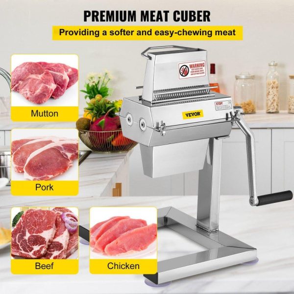 Food Preparation Equipment | 5 in/12.5 cm Cutting Width Manual Steak Tenderizer with Stainless Steel Blades and C-Clamp Combs, 12.4 x 9.8 x 17.1in / 31.5 x 25 x 43.5 cm, Sliver Food Preparation Equipment Food Preparation Equipment