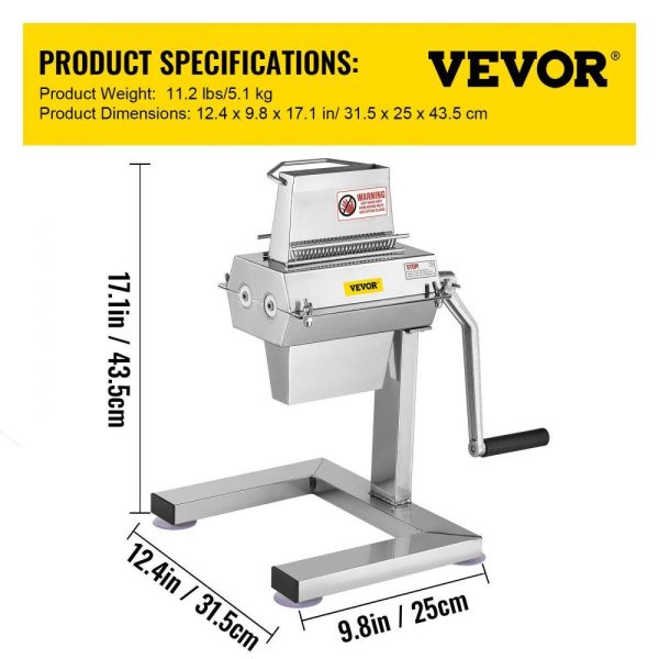 Food Preparation Equipment | 5 in/12.5 cm Cutting Width Manual Steak Tenderizer with Stainless Steel Blades and C-Clamp Combs, 12.4 x 9.8 x 17.1in / 31.5 x 25 x 43.5 cm, Sliver Food Preparation Equipment Food Preparation Equipment