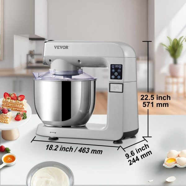 Food Preparation Equipment | 6 in 1 Stand Mixer, 450W Multifunctional Electric Mixer with Tilt-Head, 6 Speeds and LCD Screen Timing, 7.4Qt Stainless Bowl, Dough Hook, Flat Beater, Whisk, Scraper, Grinder, Stuffer, Slicer Food Preparation Equipment Food Preparation Equipment