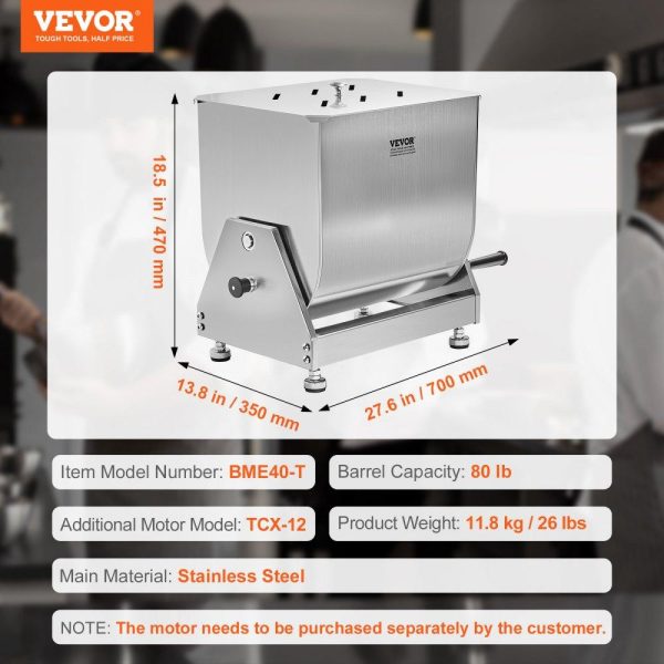 Food Preparation Equipment | 80 Pound Tilt Manual Meat Mixer Sausage Hand Mixer Machine Stainless Steel Food Preparation Equipment Food Preparation Equipment